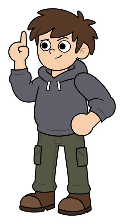 Marko raising one finger as an idea arrives.